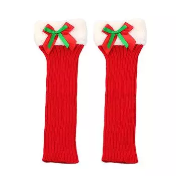 Plush Christmas Bow Socks Warm Faux Fur Knitted Socks Bowknot Stockings one size