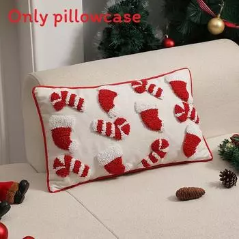 Plush Christmas Pillowcase Pillow Cushion Cover Home Decor Holiday Red Texture 30*50cm/11.81*19.69in