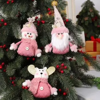 Plush Christmas Tree Pendant Pink Tree Hanging Decoration Atmosphere Decor Doll Decoration Holiday Elk