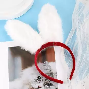 Plush Cosplay Bunny Ears New Year Headband Headwear Girl Rabbit Ear Hairband Korean Style Hair Hoop D