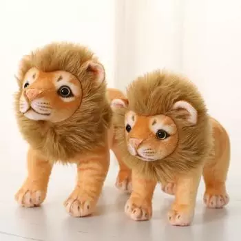 Plush Doll Lifelike Male Lion Stuffed Dolls Forest Animal Simulation Lion Plush Toy Birthday Gift 23cm-Standing posture