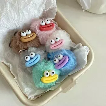 Plush Doll Sausage Mouth Keyring Ugly Cute Big Mouth Plush Pendant Backpack Decor кофейный