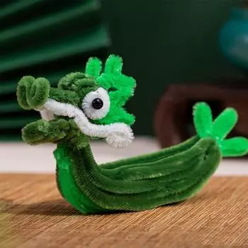 Plush Dragon Boat Twister Stick Cartoon Boat DIY Material Package Holiday Gifts розовый