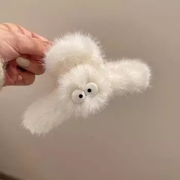 Plush Eyes Large Crab Hair Claw Clips Women Girls Fluffy Faux Fur Ponytail Holder Hair Clamps Barrettes Hair Accessories Winter