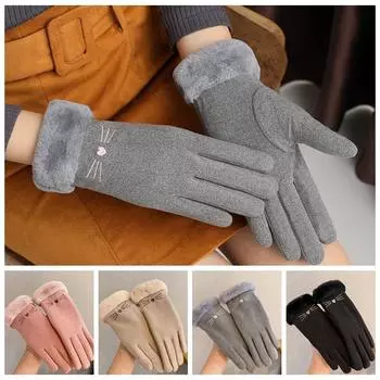 Plush Full Finger Gloves Cold Protection Winter Mittens Fashion Cat Women Gloves Driving