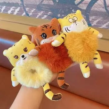Plush Hair Rope Washing Face Cartoon Tiger Korean Style Tiger Hair Ropes Tiger Headbands Hair Bands 3