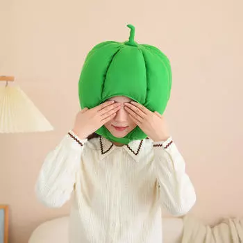 Плюшевая шапка, праздничные украшения, принадлежности для вечеринок, мягкая, зеленая, уютная, теплая, милая, головной убор на Хэллоуин