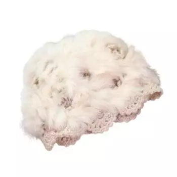 Plush Hollowed Pullover Hat Knitted Faux Fur Hat Fashion Mesh Cap Winter