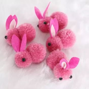 Plush Lovely Mini Easter Bunnies In Bright Colors For Cheerful Holiday Arrangements Five Magenta Rabbits