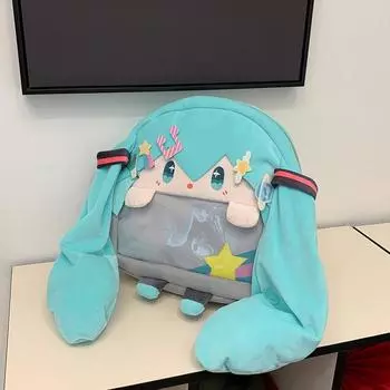 Plush Miku Hatsune Backpack Schoolbag Cartoon Single Shoulder Bag Crossbody