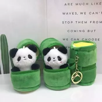 Плюшевая панда, бамбуковый брелок-трубка, мультяшная кукла-панда и бамбуковая ручка-брелок для ключей в виде трубки