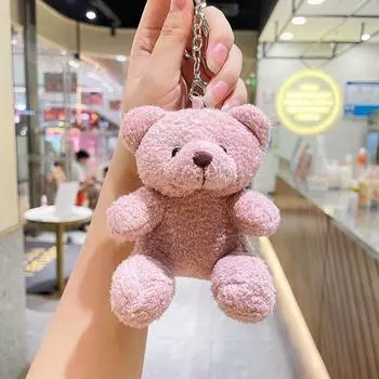Plush Pendant Car Keyring Sitting Bear Plush Doll Bear Plush Keychain Bear Plush Doll Plush Keyring