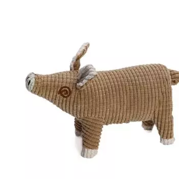 Plush Pet Chew Toy Bite Resistant Squeaky Sound Toy Pig Shaped Dog Toys Dogs Tooth Cleaning кофейный