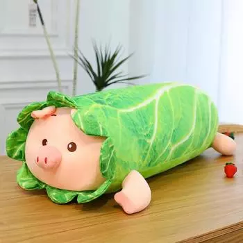 Plush Pig Cabbage Toy Cartoon Animal Doll Room Decoration Long Pillow Gift Kid 70CM