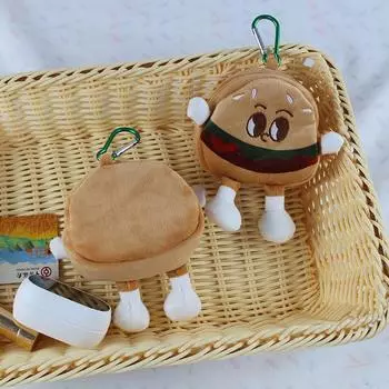 Plush Purse Toast Bread Lovely Mini Coin Portable Plush Key Card Earphone Storage Bag Wallet Pendant Keychain Girls Gifts Toys