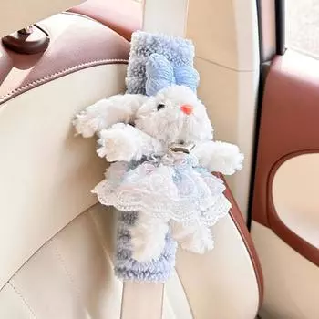 Plush Rabbit Car Seat Strap Pads Shoulder and Neck Protection Safety Belt Cover Car Interior Decor