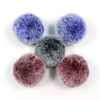 Plush Rabbit Fur Ball Key Holder Soft Fluffy Fur Keyrings Pom Poms Keychains Female/Girls фиолетовый