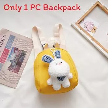 Plush Rabbit Pattern Childrens Backpack Outdoor Cartoon Mini Storage Bag