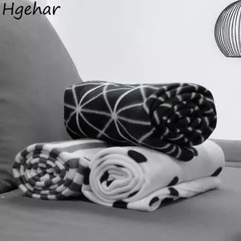 Plush Rectangle Blanket Office Napping Fashion Casual Geometric Qualified Travel Four Seasons Blankets Anti-Pilling Coral Fleece 127x152cm