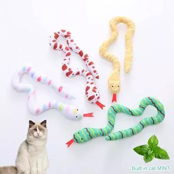 Plush Snake Cat Toys Funny Squeaky Interactive Toys For Cats Pet Dogs Game Play Toy Pet Dog Cat Chew Toy For Teeth Cleaning