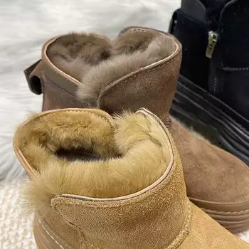 Плюшевые зимние ботинки женские 2024 новые зимние короткие ботинки плюшевые утолщенные утепленные хлопковые ботинки хлопковые ботинки на толстой подошве 35