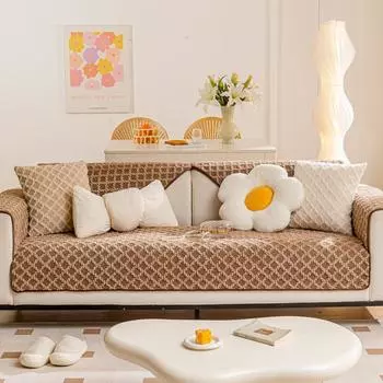 Plush Sofa Cover Anti-cat Scratching Sofa Release Winter Sofa Cushion Ins Style All-inclusive Anti-slip Cover Blanket Sofa Towel 60*60cm