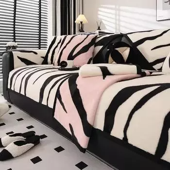 Plush Sofa Cushion New Fashion Cushion Thickened Warm Straight Row Leather Sofa Anti-Slip Cover Cloth Towel Light Luxury 70x70