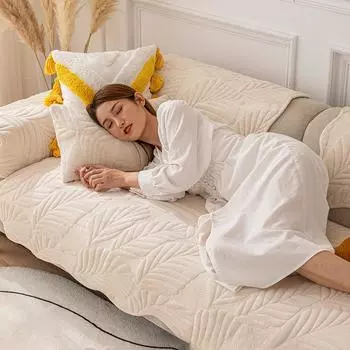 Plush Sofa Cushion Non-Slip Thickened Winter Cushion All-Inclusive Universal Cover Cover Four Seasons Universal Simple Milk Fiber 70*70cm