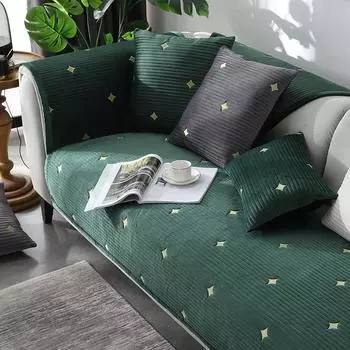 Плюшевая подушка для дивана Простая современная тканевая Зимняя нескользящая Универсальная для четырех сезонов Утолщенный чехол Чехол для дивана 70*70cm