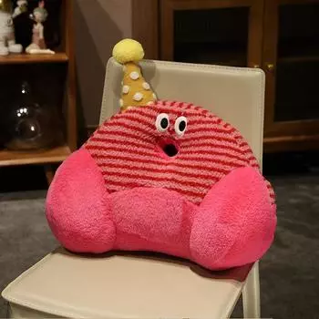 Plush Soft Bolster Cushion With Stitched Design For Sofa Chair Back Support Red