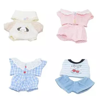 Plush Stuffed No Attributes Dolls Clothes Dress Doll Crawling Suit 10cm Idol Doll светло-синий