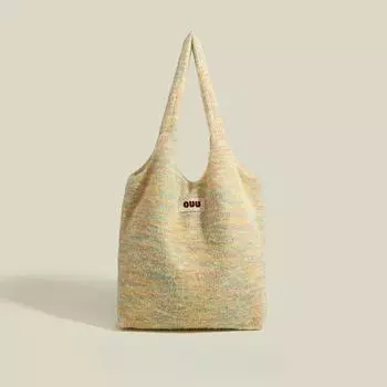 Plush Tote Bag Female Fall/winter Niche Day All-match Student Commuter Shoulder Bag синий