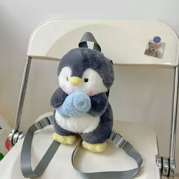 Plush Toy Children School Bag Plush Animal Shoulder Bag Sweet Penguin Backpack Girls S