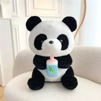 Plush Toy Giant Panda Holding Bottle Panda Doll Doll Children S Birthday Temple Fair Gift 25cm0.15kg