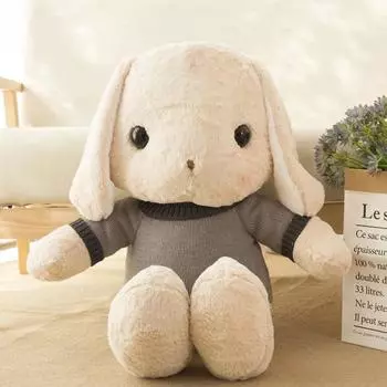 Plush Toy Long Ear Lop Sweater Bunny Doll Stuffed Animal Pillow Girl Baby Sleeping Holding Rabbit Doll Valentine s Birthday Gift about 35cm