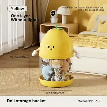 Plush Toy Storage Organizer,Stackable Transparent Cylindrical Containers with Lids, Large Capacity for Dolls,Muppets,Playroom Organizer,Playful Design One floor without lights