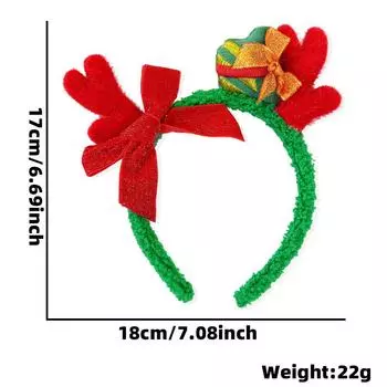 Plush Whimsical Reindeer Antler Headband In Festive Colors Ideal For Christmas Events Red Green Headband