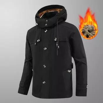 Plush Windbreaker Medium Long Hooded Washed Jacket Cotton Plus Men s Loose Jacket XXXXXL