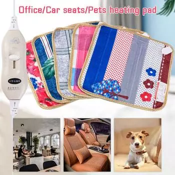 Плюшевая электрическая грелка с принтом для офиса/автокресел/домашних животных, зимний теплый нагревательный коврик, одеяло, регулируемое с тремя передачами 40*40CM