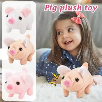 Плюшевая электрическая свинья может лаять, ходить, двигать хвостом и носом, электронный питомец, игрушка для игр в доме, электрическая игрушка One Size белый