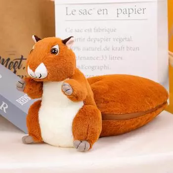 Плюшевая белка, мягкая плюшевая игрушка с белкой, милая белка в орехе, плюшевая подушка, плюшевые забавные мягкие игрушки, забавная плюшевая игрушка с белкой и орехом, подарки для мальчиков и девочек 25CM