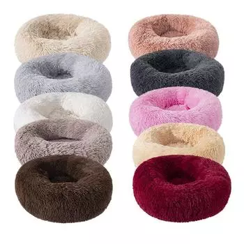 Плюшевая будка для собак, питомник для кошек, универсальная универсальная кровать для кошек, круглое гнездо, коврик для глубокого сна, товары для домашних животных Outer diameter 40cm