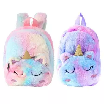 Плюшевая детская школьная сумка с мультяшным единорогом, маленький рюкзак для девочек Kawaii, детский подарок Pink