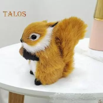 Плюшевая фигурка белки, реалистичная имитация, модель белки, реалистичное искусственное меховое животное, миниатюрное украшение для домашнего офиса, рабочего стола, орнамент серый