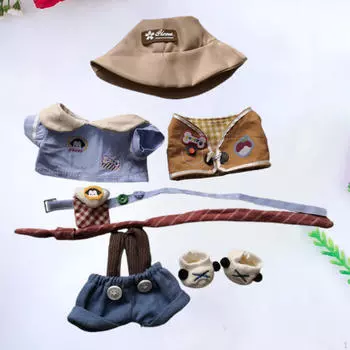 Плюшевая фигурка рубашка и подтяжки брюки жилет наряд DIY мода для маленьких девочек одежда наряд