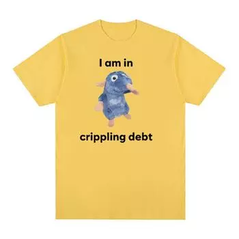 Плюшевая футболка с забавными мемами «Я в кричащем долгу», крыса, мужская и женская высококачественная повседневная модная футболка из 100% хлопка, футболка большого размера