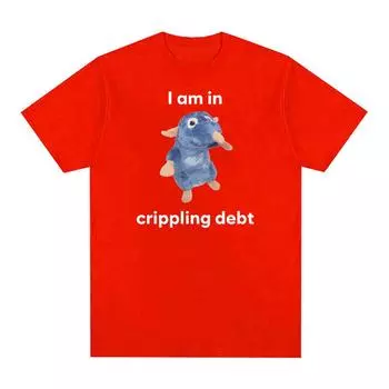 Плюшевая футболка с забавными мемами «Я в кричащем долгу», крыса, мужская и женская высококачественная повседневная модная футболка из 100% хлопка, футболка большого размера