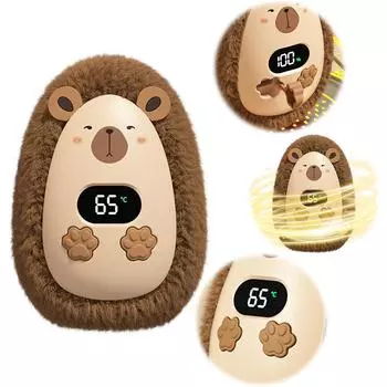 Плюшевая грелка для рук, электрическая грелка для рук, цифровой дисплей, мини-грелка для рук, мультяшный портативный обогреватель для рук для женщин, мужчин, детей белый