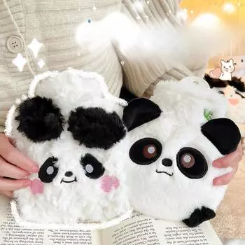 Плюшевая грелка для воды, теплая грелка для воды, утолщенная взрывобезопасная теплая сумка для маленькой девочки, теплая для живота Happy Panda