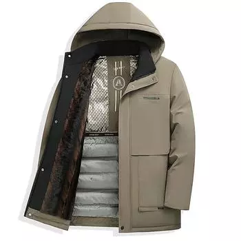 Плюшевая и утолщенная мужская куртка, повседневная теплая зимняя одежда из хлопка, куртка для папы с хлопковой подкладкой, зимняя куртка L чёрный